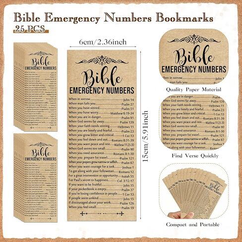 25 Sets Christian Church Gift Bulk Bible Verse Bamboo Pen Religious Silicone Keychain Scripture Bookmark 2''x 6'' Emergency Numbers Bible Study Gift(Classic Color,English) in Kuwait