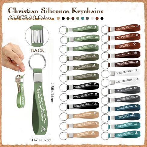 25 Sets Christian Church Gift Bulk Bible Verse Bamboo Pen Religious Silicone Keychain Scripture Bookmark 2''x 6'' Emergency Numbers Bible Study Gift(Classic Color,English) in Kuwait