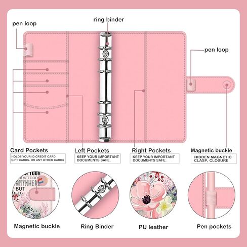 BVYA Budget Binder, Premium Printed Patterns PU Leather Loose Leaf Notebook Binder Cover, Financial Management Notebook Binder in Kuwait