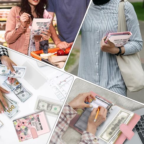 BVYA Budget Binder, Premium Printed Patterns PU Leather Loose Leaf Notebook Binder Cover, Financial Management Notebook Binder in Kuwait