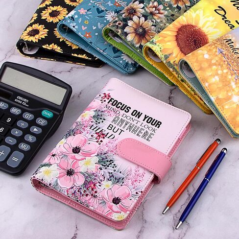 BVYA Budget Binder, Premium Printed Patterns PU Leather Loose Leaf Notebook Binder Cover, Financial Management Notebook Binder in Kuwait