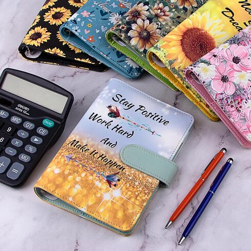 BVYA Budget Binder, Premium Printed Patterns PU Leather Loose Leaf Notebook Binder Cover, Financial Management Notebook Binder in Saudi Arabia