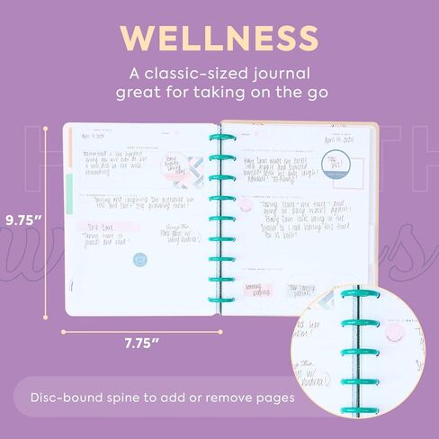 Happy Planner Undated Guided Disc-Bound Journal, 80 Pages, Classic Size, Wellness Layout, Everyday Magic Theme in Kuwait