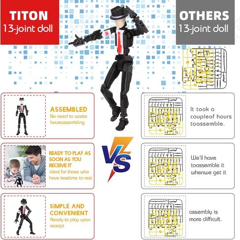 T13 Action Figure Assembly مكتملة ، الشكل ثلاثي الأبعاد المطبوع T13 Figure ، The Dummy 13 مناسبة جدًا لمكاتب المكاتب وزينة كعكة أعياد الميلاد in Saudi Arabia