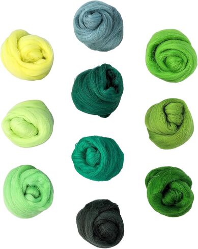 Needle Felting Wool, 10 Colors Wool Roving Yarn for Beginners and Wet Felting, 10g/Colour Fibre Wool Roving for DIY Craft/Spinning/Wall Hangings/Tapestry (Blue Series) in Kuwait
