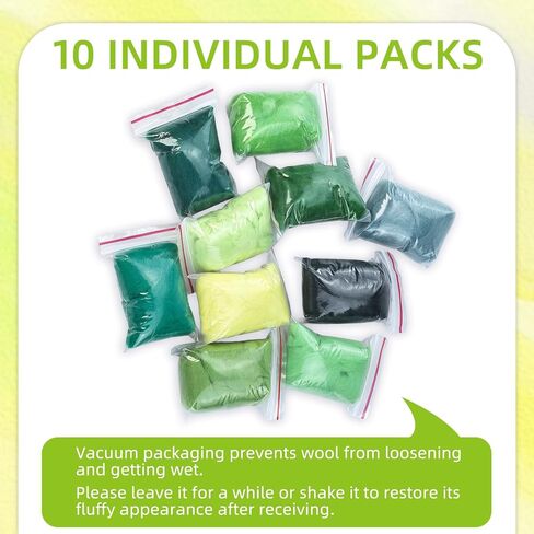 Needle Felting Wool, 10 Colors Wool Roving Yarn for Beginners and Wet Felting, 10g/Colour Fibre Wool Roving for DIY Craft/Spinning/Wall Hangings/Tapestry (Blue Series) in Kuwait