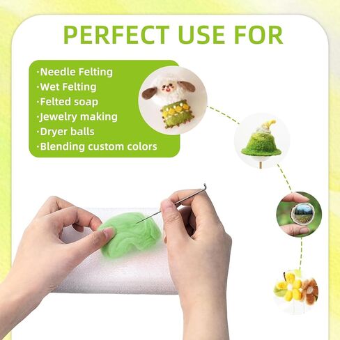 Needle Felting Wool, 10 Colors Wool Roving Yarn for Beginners and Wet Felting, 10g/Colour Fibre Wool Roving for DIY Craft/Spinning/Wall Hangings/Tapestry (Blue Series) in Kuwait