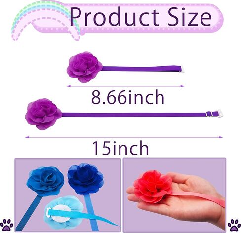 6 Pcs Dogs Collar Flowers Bows for Small Dogs Kittens Three Flowers Glued to Elastic Collars Adjustable Puppy Collar Flowers Party Grooming in Saudi Arabia