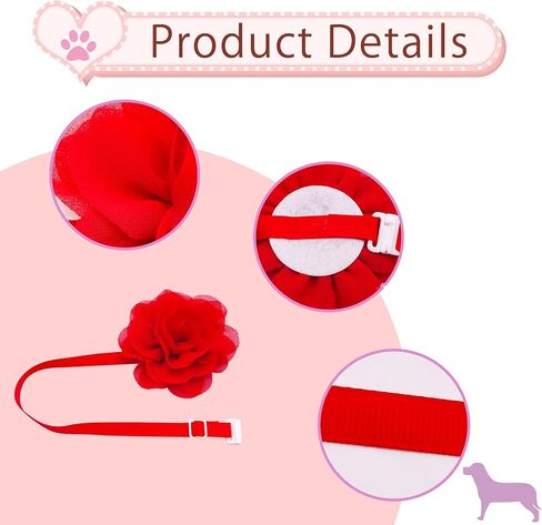 6 Pcs Dogs Collar Flowers Bows for Small Dogs Kittens Three Flowers Glued to Elastic Collars Adjustable Puppy Collar Flowers Party Grooming in Saudi Arabia