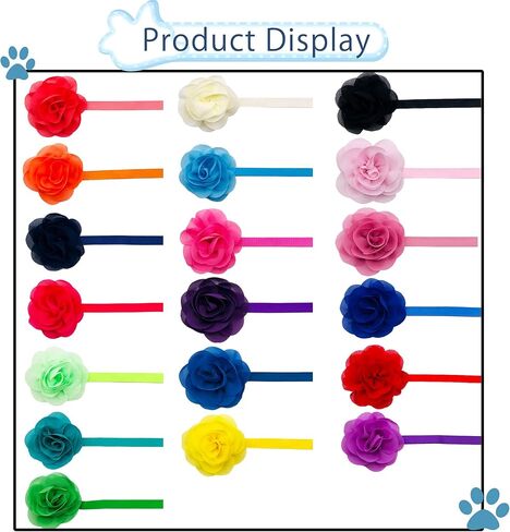 6 Pcs Dogs Collar Flowers Bows for Small Dogs Kittens Three Flowers Glued to Elastic Collars Adjustable Puppy Collar Flowers Party Grooming in Saudi Arabia