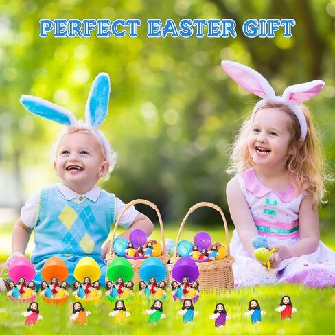Barydat 60 Pcs Mini Jesus Figures Easter Eggs with Toys Inside Religious Jesus Toys Miniature Jesus Gifts Easter Egg Stuffers Jesus Doll for Sunday School Easter Hunt Party Baptism Gift (Original) in Kuwait