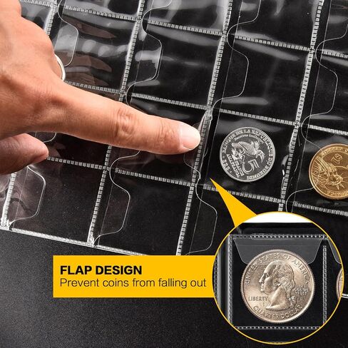 Coin Collection Book Holder Album for Collectors, 300 Pockets Coins Display Storage Case, Collecting Sleeves Organizer Box for Collections Supplies, Money Currency, Pennies (Black) in Saudi Arabia
