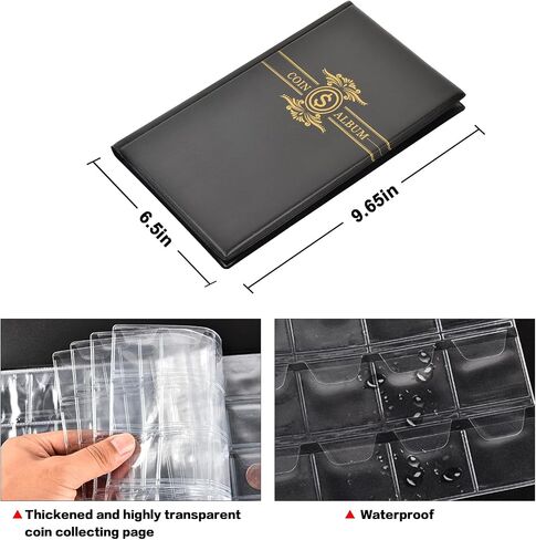 Coin Collection Book Holder Album for Collectors, 300 Pockets Coins Display Storage Case, Collecting Sleeves Organizer Box for Collections Supplies, Money Currency, Pennies (Black) in Saudi Arabia