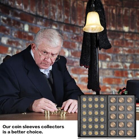 Coin Collection Book Holder Album for Collectors, 300 Pockets Coins Display Storage Case, Collecting Sleeves Organizer Box for Collections Supplies, Money Currency, Pennies (Black) in Saudi Arabia