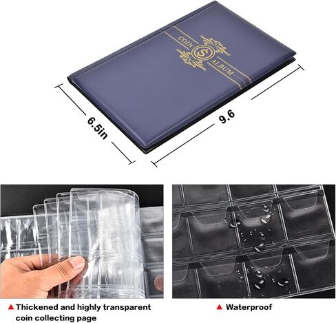 ألبوم حامل الكتب لجمع العملة لهواة جمع العملات ، 300 مجموعة من الجيوب Coins Display Storage ، جمع مربع منظم الأكمام لمستلزمات المجموعات ، والعملة المالية ، والبنسات (أسود) in Kuwait