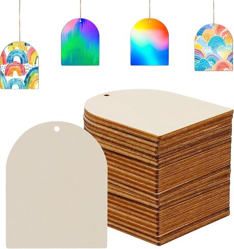 40Pcs Crosses Unfinished Wooden Gift Ornaments DIY Craft Activity Paintable Blank Natural Crosses Cutouts Hanging Wood Slices for Easter Sunday Kids Classroom Art Crafts Party Supplies in Saudi Arabia
