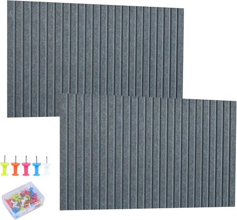 2pcs كبيرة اللوحة Cork Board البديل ، لوحة الفلين الكبيرة للمكتب ، وألواح الجدار Slat 32x24 ، والبلاط اللوحة ذات النشرات مع Thumbtacks لديكور جدار المكتب (جمل مظلم) in Kuwait