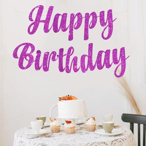 Beishida Teal Blue Happy Birthday Lanner - زخارف بريق مسبقة ، علامة على النساء ، الخلفية in Kuwait