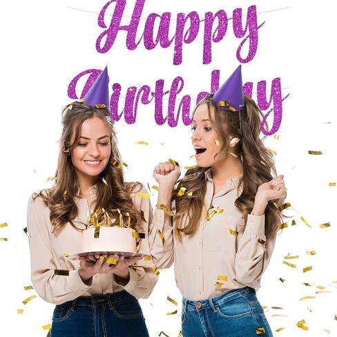 Beishida Teal Blue Happy Birthday Lanner - زخارف بريق مسبقة ، علامة على النساء ، الخلفية in Kuwait