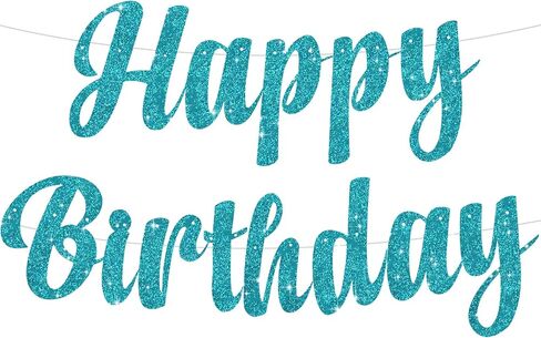 Beishida Teal Blue Happy Birthday Lanner - زخارف بريق مسبقة ، علامة على النساء ، الخلفية in Kuwait