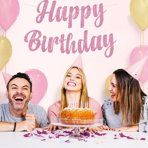 BEISHIDA Teal Blue Happy Birthday Banner - Pre-Strung Glitter Decorations, Sign for Women, Backdrop in Kuwait