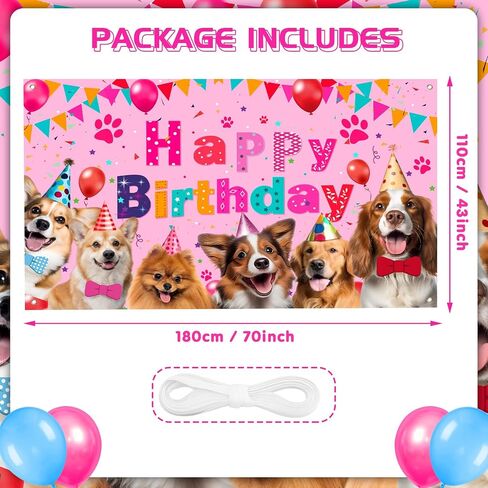 Dog Birthday Decorations Large Dog Birthday Banner Backdrop Puppy Party Decorations Dogs Birthday Party Supplies Lets Pawty Birthday Party Photography Background for Dogs Kids Birthday (Pink) in Saudi Arabia