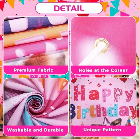 Dog Birthday Decorations Large Dog Birthday Banner Backdrop Puppy Party Decorations Dogs Birthday Party Supplies Lets Pawty Birthday Party Photography Background for Dogs Kids Birthday (Pink) in Saudi Arabia