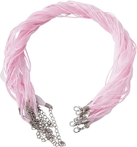 Pandahall 100Pcs 17" Waxed Jewelry Necklace Cord with Organza Ribbon and Lobster Clasps and Chain Extender for DIY Jewelry Making (Mixed Color) in Saudi Arabia