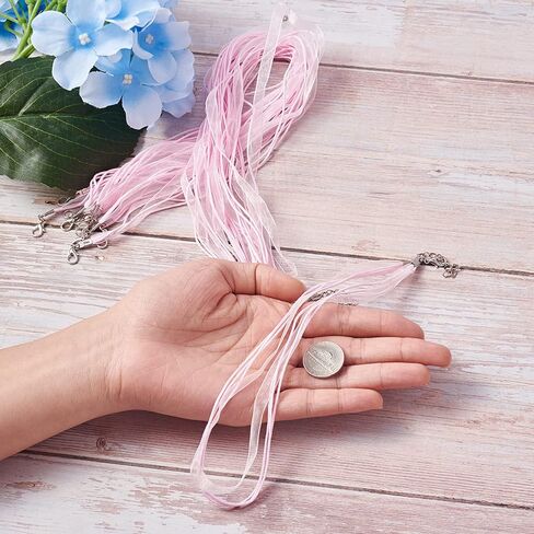 Pandahall 100Pcs 17" Waxed Jewelry Necklace Cord with Organza Ribbon and Lobster Clasps and Chain Extender for DIY Jewelry Making (Mixed Color) in Saudi Arabia