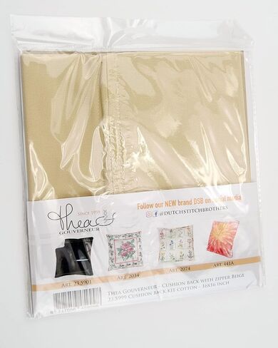 Thea Gouverneur Cushion Back Kit with Zipper - Set of 3 - Beige - for Any 16x16 Inch (40x40cm) Cushion- Cross Stitch Creations - Embroidery - Embroidery Kit for Adults - 23.59993 in Kuwait