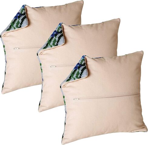 Thea Gouverneur Cushion Back Kit with Zipper - Set of 3 - Beige - for Any 16x16 Inch (40x40cm) Cushion- Cross Stitch Creations - Embroidery - Embroidery Kit for Adults - 23.59993 in Kuwait