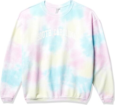 Chicka-d NCAA North Carolina Tar Heels Womens Tie Dye Corded Crew, Rainbow Tie-Dye, X-Large in Saudi Arabia