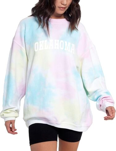 Chicka-d NCAA North Carolina Tar Heels Womens Tie Dye Corded Crew, Rainbow Tie-Dye, X-Large in Saudi Arabia