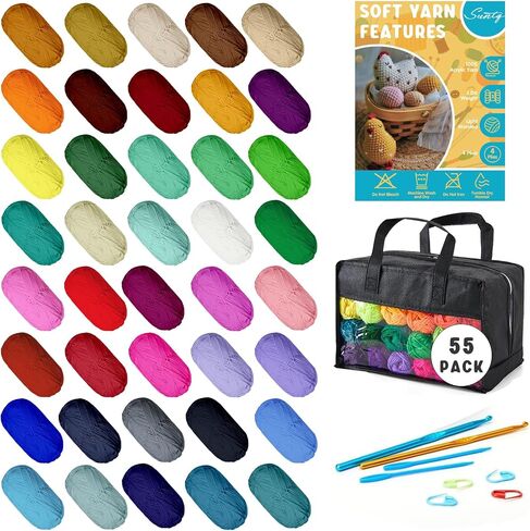 SUNTQ 12x20g Acrylic Yarn for Crocheting, 480 Yards Assorted Colors Yarn Bulk Mini Skeins Crochet Kit for Beginners, Soft Knitting Yarn Multicolor Yarn Set for Crochet & Knitting & Art Project in Saudi Arabia