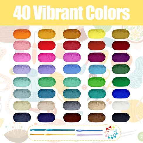SUNTQ 12x20g Acrylic Yarn for Crocheting, 480 Yards Assorted Colors Yarn Bulk Mini Skeins Crochet Kit for Beginners, Soft Knitting Yarn Multicolor Yarn Set for Crochet & Knitting & Art Project in Saudi Arabia