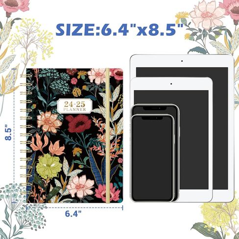 Planner 2024-2025 - Academic Planner 2024-2025, JUL 2024 - JUN 2025, 6.4" x 8.5" Weekly Monthly Planner with Tabs, Hardcover, Elastic Closure, Back Pocket in Kuwait