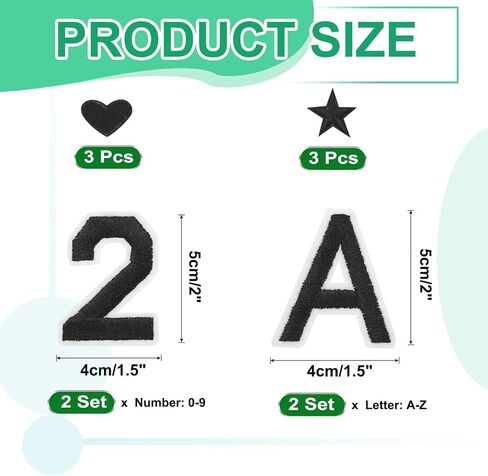 meccanixity 78 pcs الحديد على الحروف والأرقام ، بقع أحرف A-Z 2 بوصة و 0-9 تصحيحات للملابس الحديد الأخضر على أرقام بقع مطرزة صغيرة لسترة القبعة القبعة DIY in Saudi Arabia