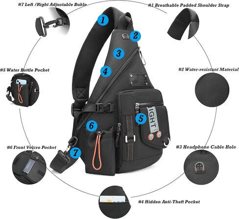 NICGID Sling Bag Backpack, 13.3'' 14.1'' Laptop Bag Crossbody Shoulder Chest Backpacks Travel Outdoors for Men Women in Kuwait