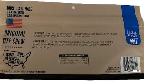 Original Frankly - Steak Flavored Beef Chew Dog Retriever Rolls - High Protein Collegen Packed - Made in The U.S.A. - 4 Count 7-8" Roll (8760) in Kuwait