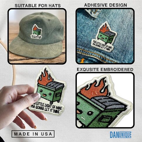 This Little Light of Mine I'm Gonna Let It Shine Patch 3" Dumpster Fire Embroidered Patches Iron On Embroidery Patch for Jackets, Backpack, Hat, Uniform DIY Sew On Patches Gifts for Adult 3 Inches in Kuwait
