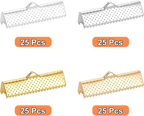 UXCELL 100PCS 8MM RIBBON CRIMP CLAMP نهايات ، مرجعية أطراف تجعيد القرص ، أطراف Clasp Clasp لصنع المجوهرات قلادة سوار ، 4 ألوان in Saudi Arabia