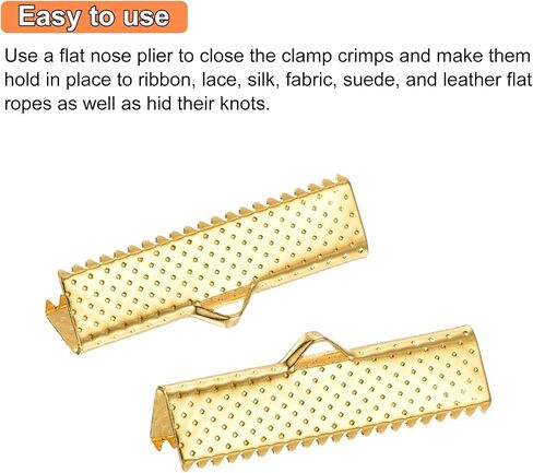 UXCELL 100PCS 8MM RIBBON CRIMP CLAMP نهايات ، مرجعية أطراف تجعيد القرص ، أطراف Clasp Clasp لصنع المجوهرات قلادة سوار ، 4 ألوان in Saudi Arabia