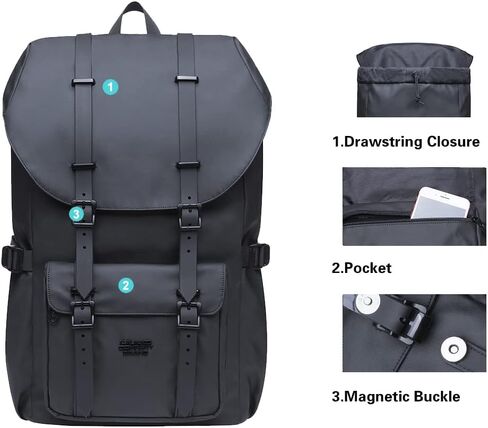 KAUKKO Laptop Outdoor Backpack Traveling Rucksack Fits 15.6 Inch (5-8-Black) in Kuwait