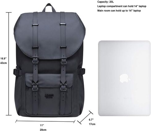 KAUKKO Laptop Outdoor Backpack Traveling Rucksack Fits 15.6 Inch (5-8-Black) in Kuwait
