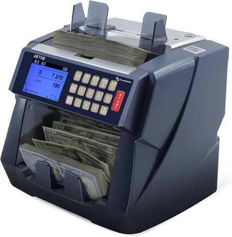 Accubanker AB7100 عداد قيمة الفواتير المختلط ، فئة البنك المصرفي المذهب الأموال الأموال العداد ، كاشف مقلوب من 5 نقاط ، العد ، يحمل 500 فاتورة 1200 فاتورة/دقيقة in Saudi Arabia