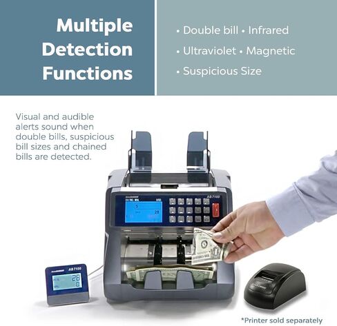 Accubanker AB7100 عداد قيمة الفواتير المختلط ، فئة البنك المصرفي المذهب الأموال الأموال العداد ، كاشف مقلوب من 5 نقاط ، العد ، يحمل 500 فاتورة 1200 فاتورة/دقيقة in Saudi Arabia