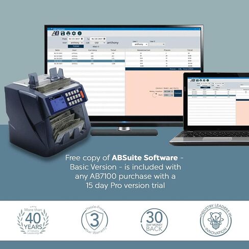 Accubanker AB7100 عداد قيمة الفواتير المختلط ، فئة البنك المصرفي المذهب الأموال الأموال العداد ، كاشف مقلوب من 5 نقاط ، العد ، يحمل 500 فاتورة 1200 فاتورة/دقيقة in Saudi Arabia