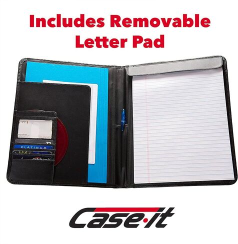 Case-it Pro Padfolio Portfolio Binder, 1 inch D-Ring Binder - 5 Tab Expanding File Folder, Multiple Pockets - Black (LL-PRO-243) in Kuwait