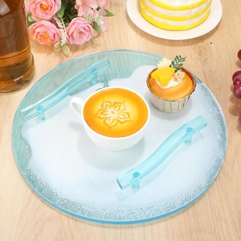meekoo 2 Pcs Large Silicone Resin Tray Molds with 4 Pcs Handles Serving Tray Resin Mold for Making Jewelry Plates Tea Coasters Art Craft Casting Supplies(Round, Rectangle) in Kuwait