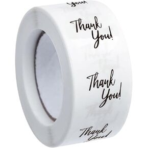 Whaline 1000Pcs Clear Thank You Stickers Round Transparent PVC Stickers Self-Adhesive Envelope Seal Labels for Business Wedding Festival Baby Shower Birthday Party, 1.5 Inch